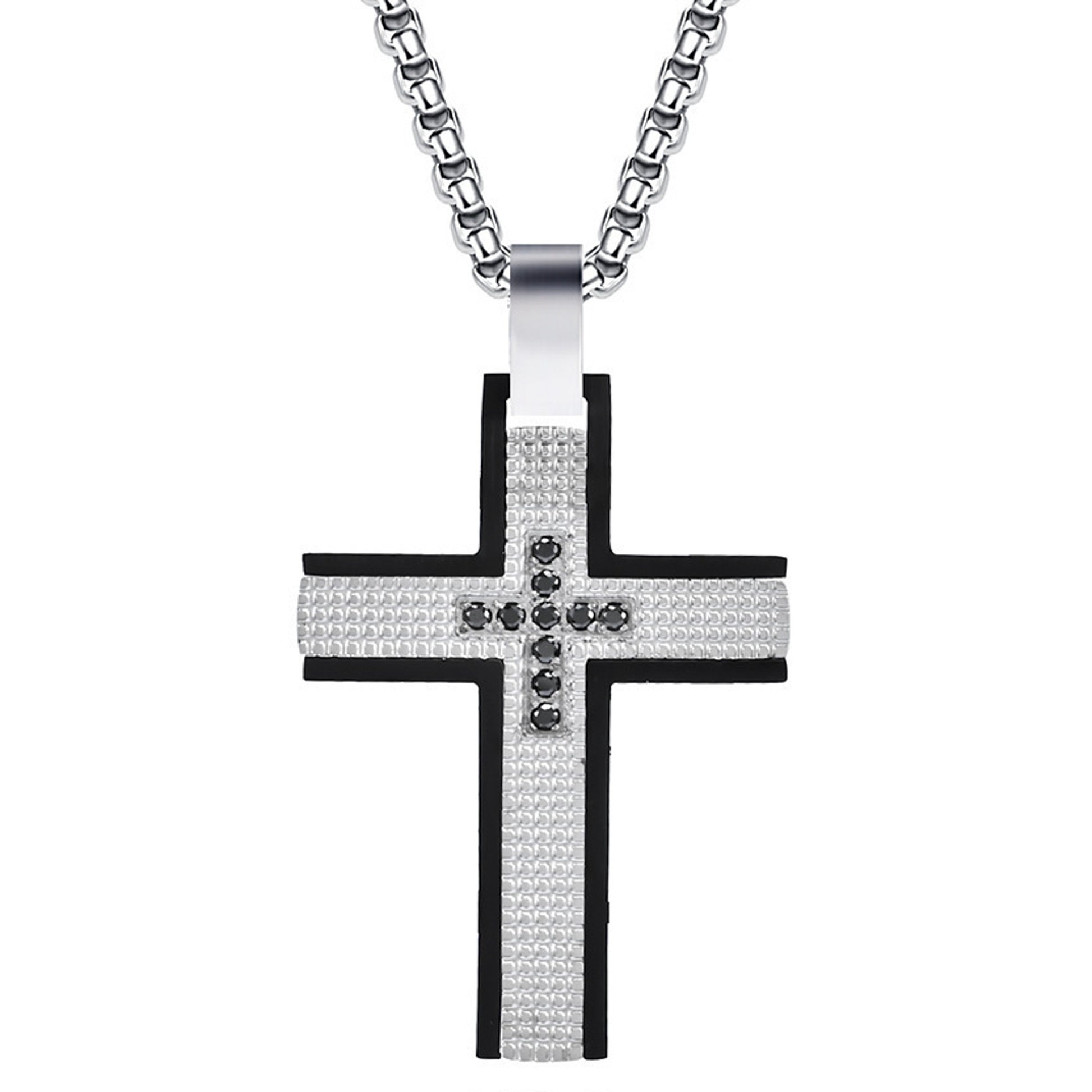 Halskette Kreuz Herren Silber 60 cm Herrenhalskette Edelstahl KARMA