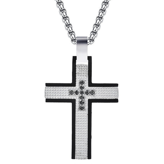 Halskette Kreuz Herren Silber 60 cm Herrenhalskette Edelstahl KARMA