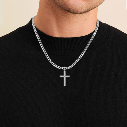 Herrenkette mit Kreuz Silber 925/ Edelstahl Karma