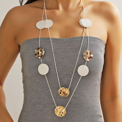 XXL Statementkette Weiß Gold 100 cm Damen Halskette Kette Karma