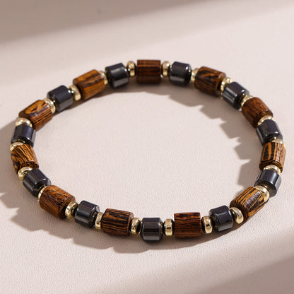 Armband Hämatit Holz Braun Gold KARMA