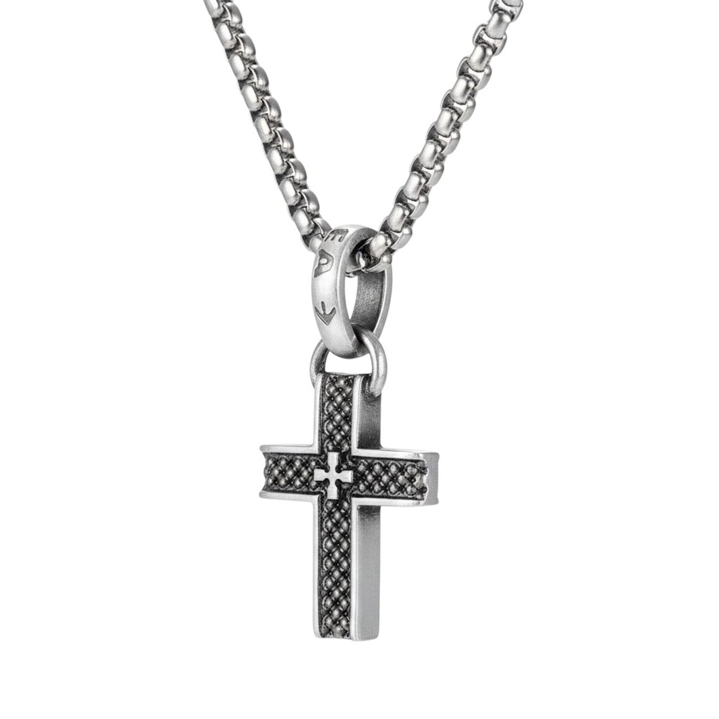Kette Kreuz Silber Herren Edelstahl Halskette KARMA