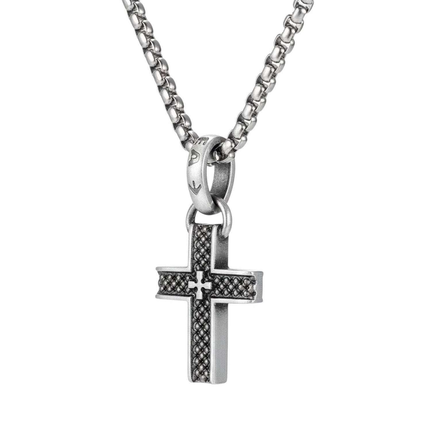 Kette Kreuz Silber Herren Edelstahl Halskette KARMA