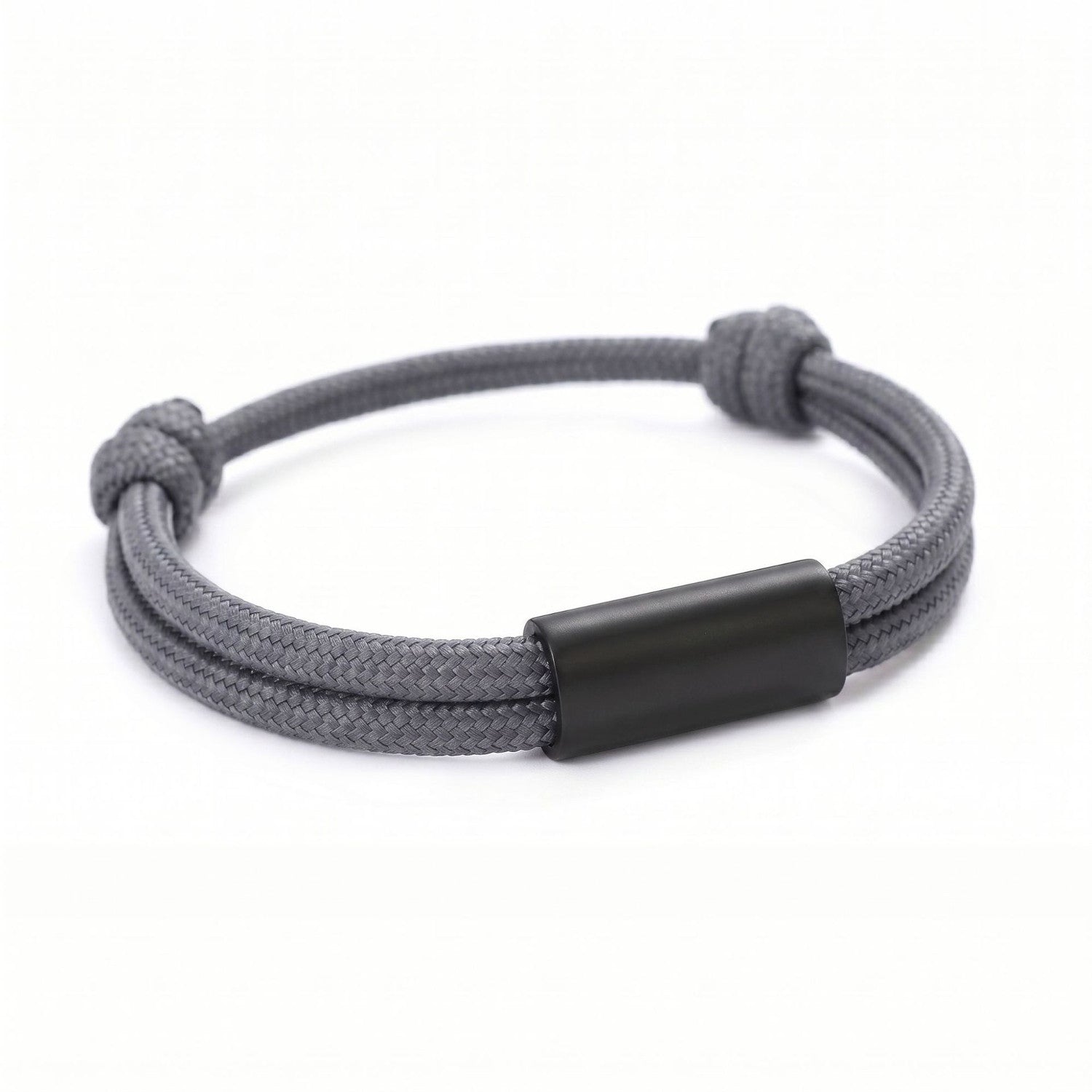 Damen Armband Grau Schwarz Textil Edelstahl verstellbares Damenarmband Karma