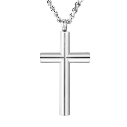 Halskette Herren Kreuz Silber 60 cm Edelstahl Kette wasserfest hypoallergen rostfrei Karma