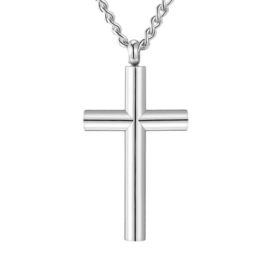 Halskette Herren Kreuz Silber 60 cm Edelstahl Kette wasserfest hypoallergen rostfrei Karma