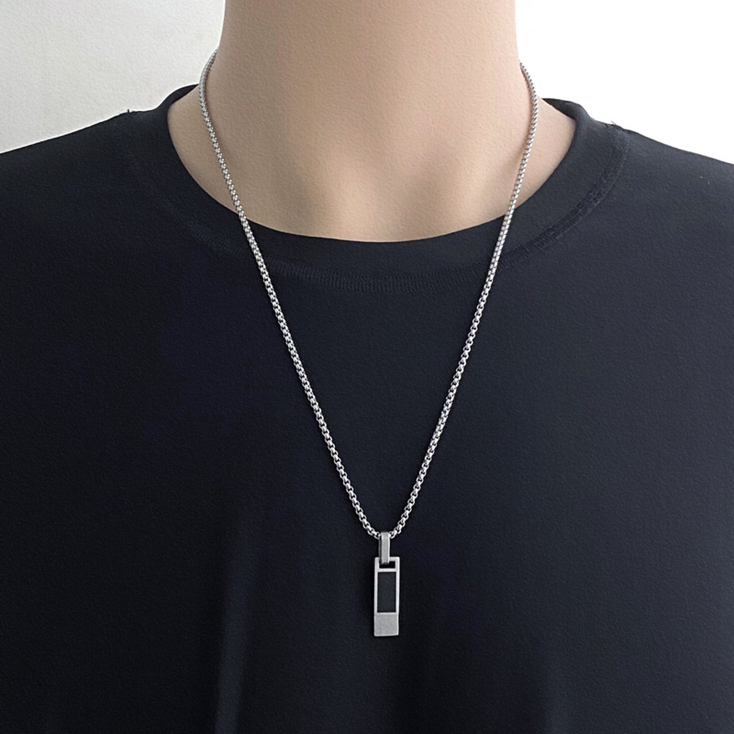 Halskette Dogtag Silber Edelstahl 60 cm Herren Kette modern wasserfest hypoallergen rostfrei Karma