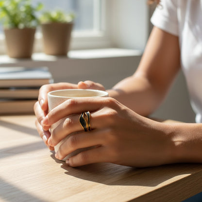 Damenring Edelstahl Gold Schwarz od. Weiß modern Ring Damen KARMA