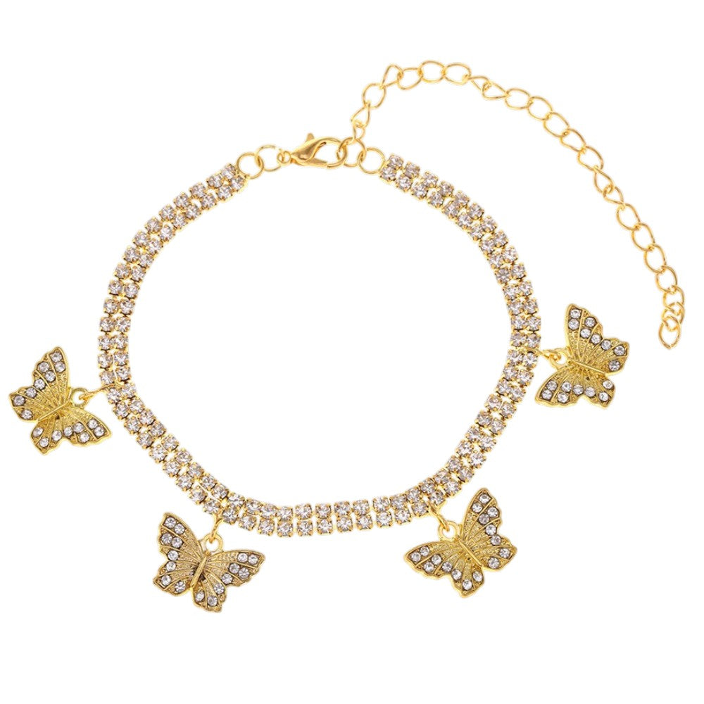 Fußkette Schmetterling Gold verstellbares Fußkettchen modern Karma
