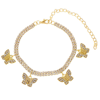 Fußkette Schmetterling Gold verstellbares Fußkettchen modern Karma