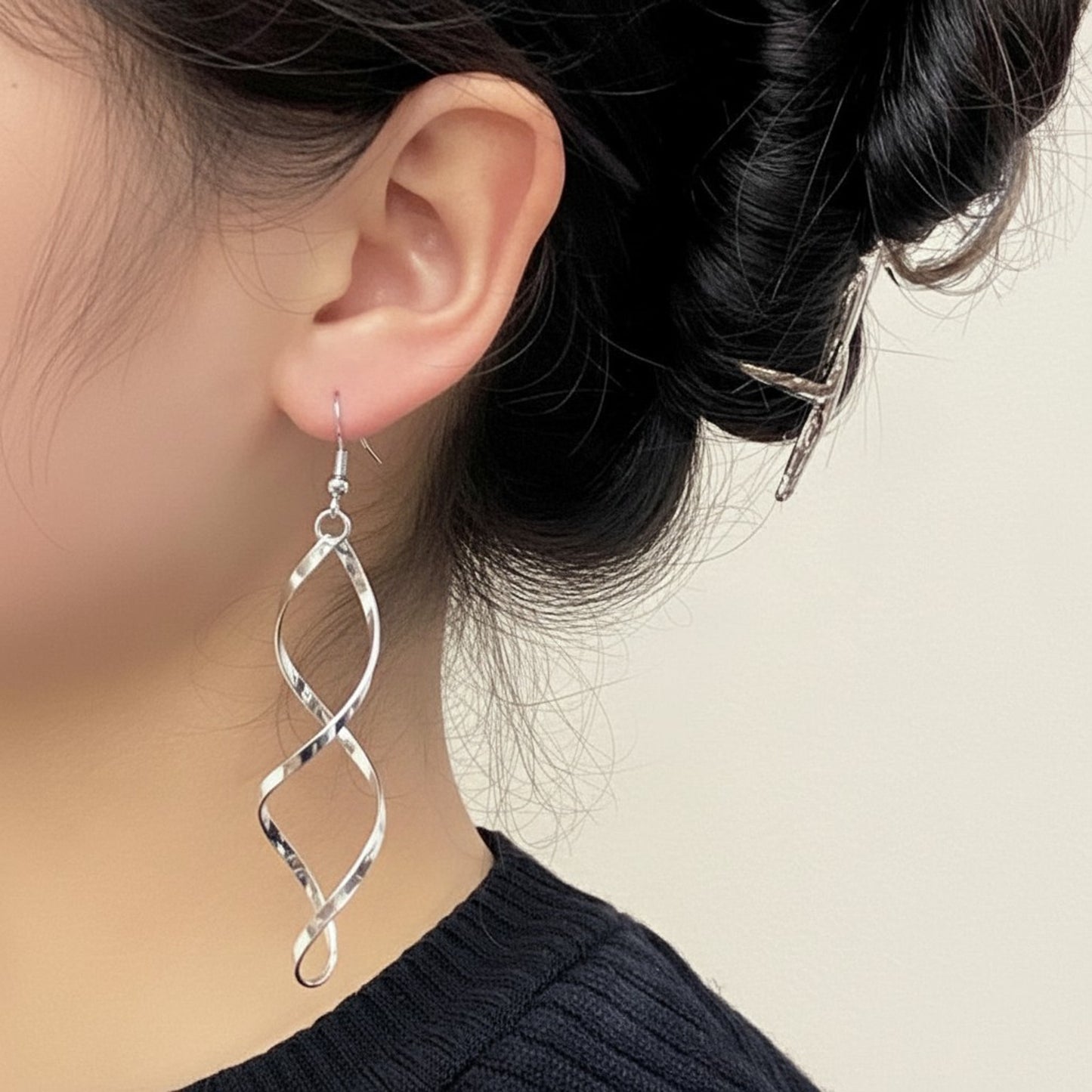 Ohrhänger Spiralen Silber Edelstahl Wasserfest Hypoallergen Damenohrringe