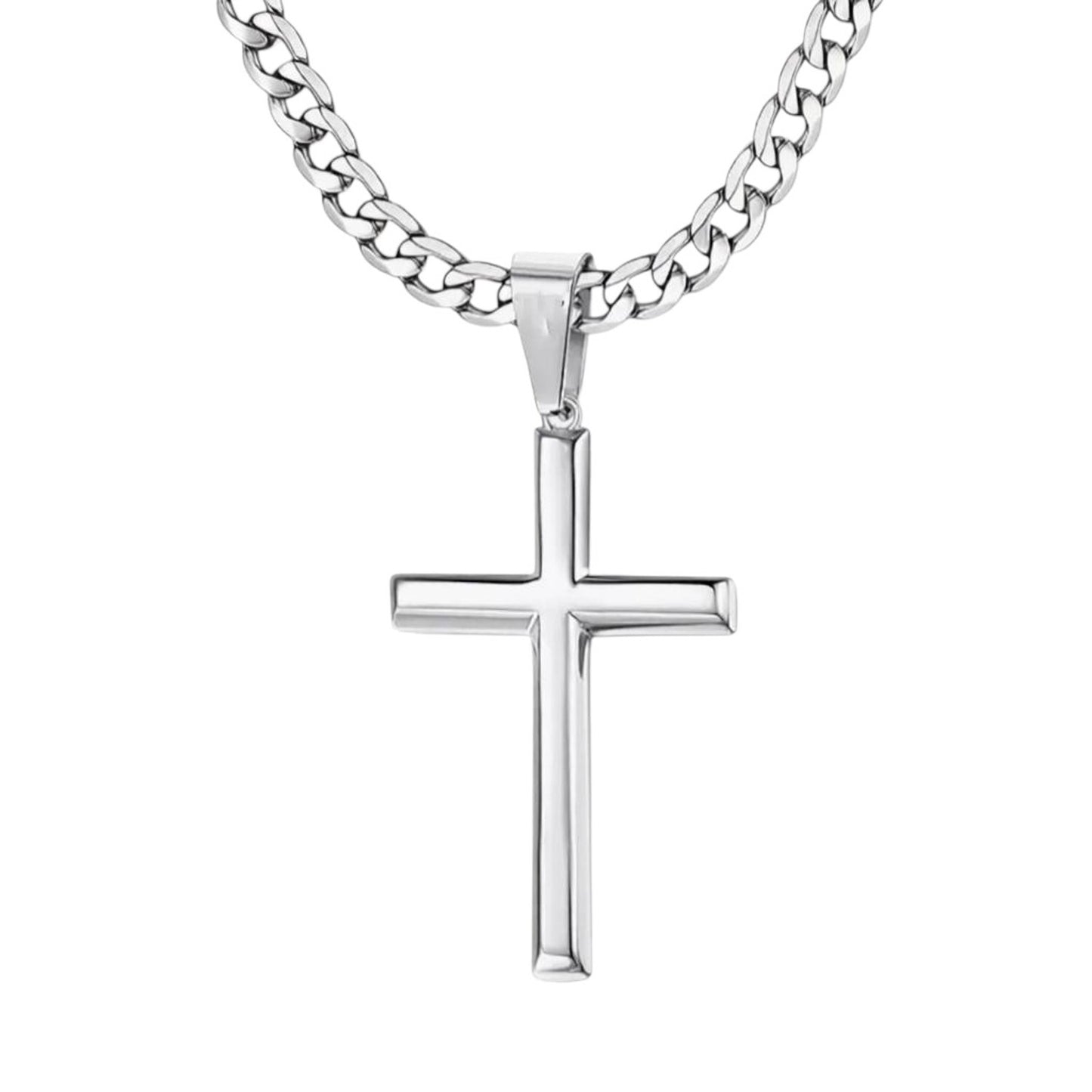 Herrenkette mit Anhänger Kreuz Edelstahl silber KARMA