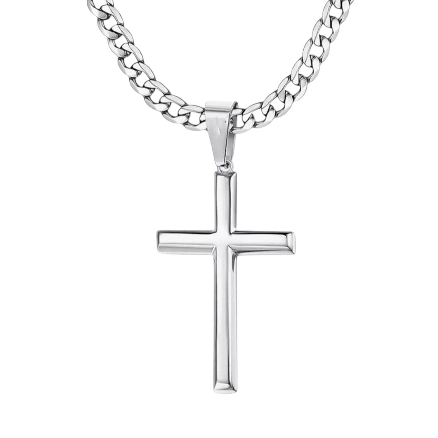 Herrenkette mit Anhänger Kreuz Edelstahl silber KARMA