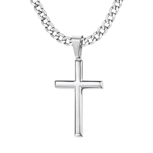 Herrenkette mit Anhänger Kreuz Edelstahl silber KARMA