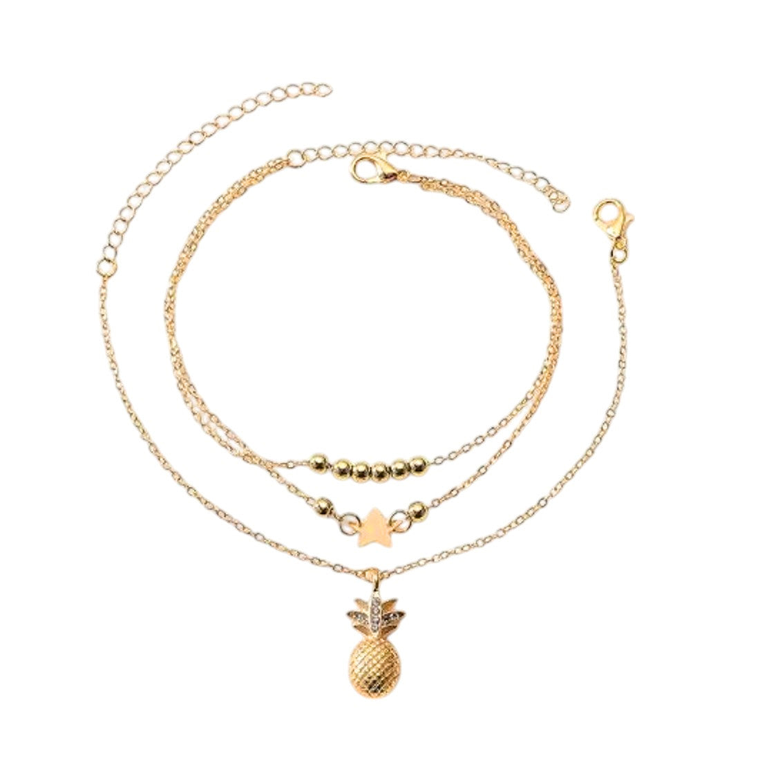 Fußkettchen Ananas Silber oder Gold Metall KARMA
