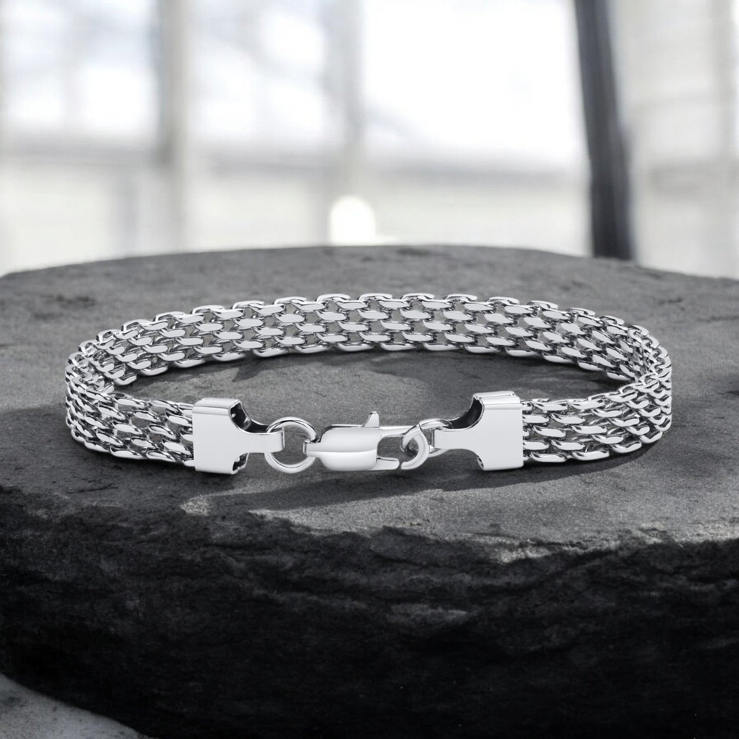 Herrenarmband aus Edelstahl in Silber KARMA