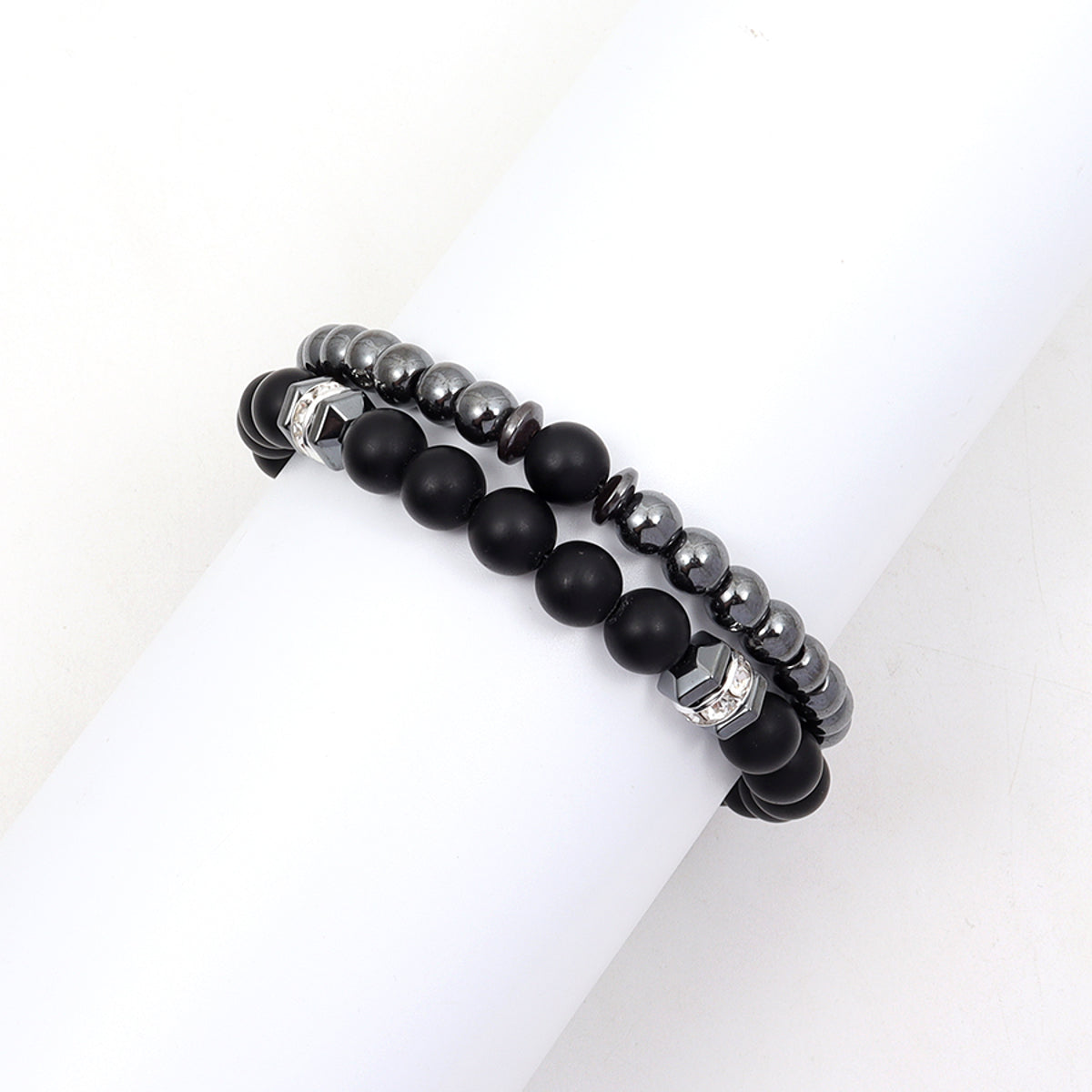 Herrenarmband Set schwarz silber KARMA