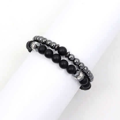 Herrenarmband Set schwarz silber KARMA