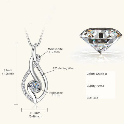 Halskette Moissanite mit Anhänger Silber oder Gold in Box Karma