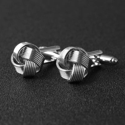 Manschettenknöpfe Knotendesign Silber 1,4 cm Hemd Accessoires Karma