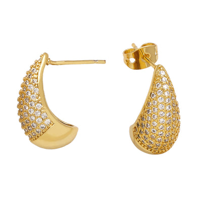 Ohrringe Tropfen Gold 1,8 cm Zirkonia Damenohrringe Ohrringe modern Karma
