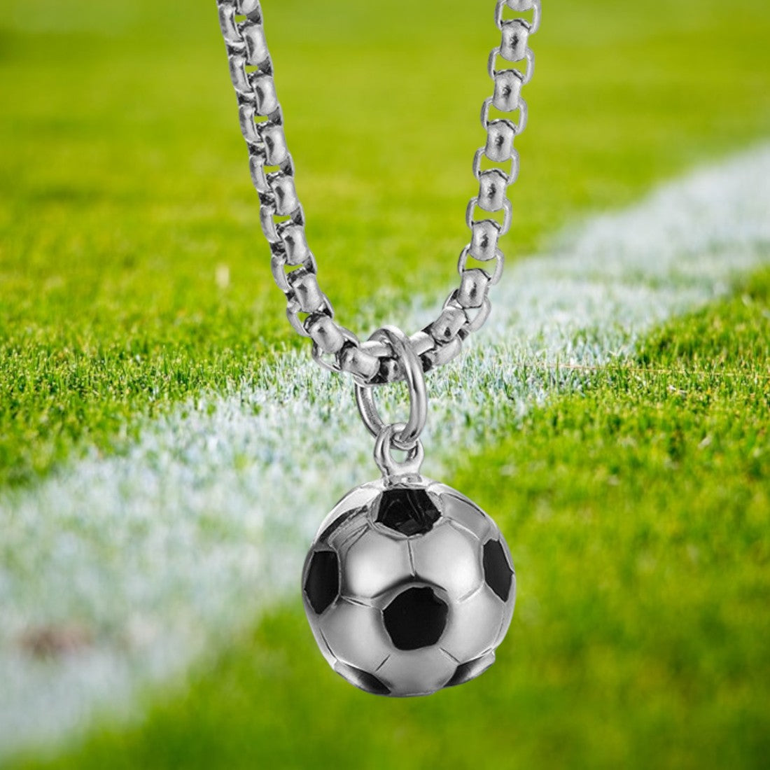 Halskette Herren mit Fußball Anhänger Silber KARMA