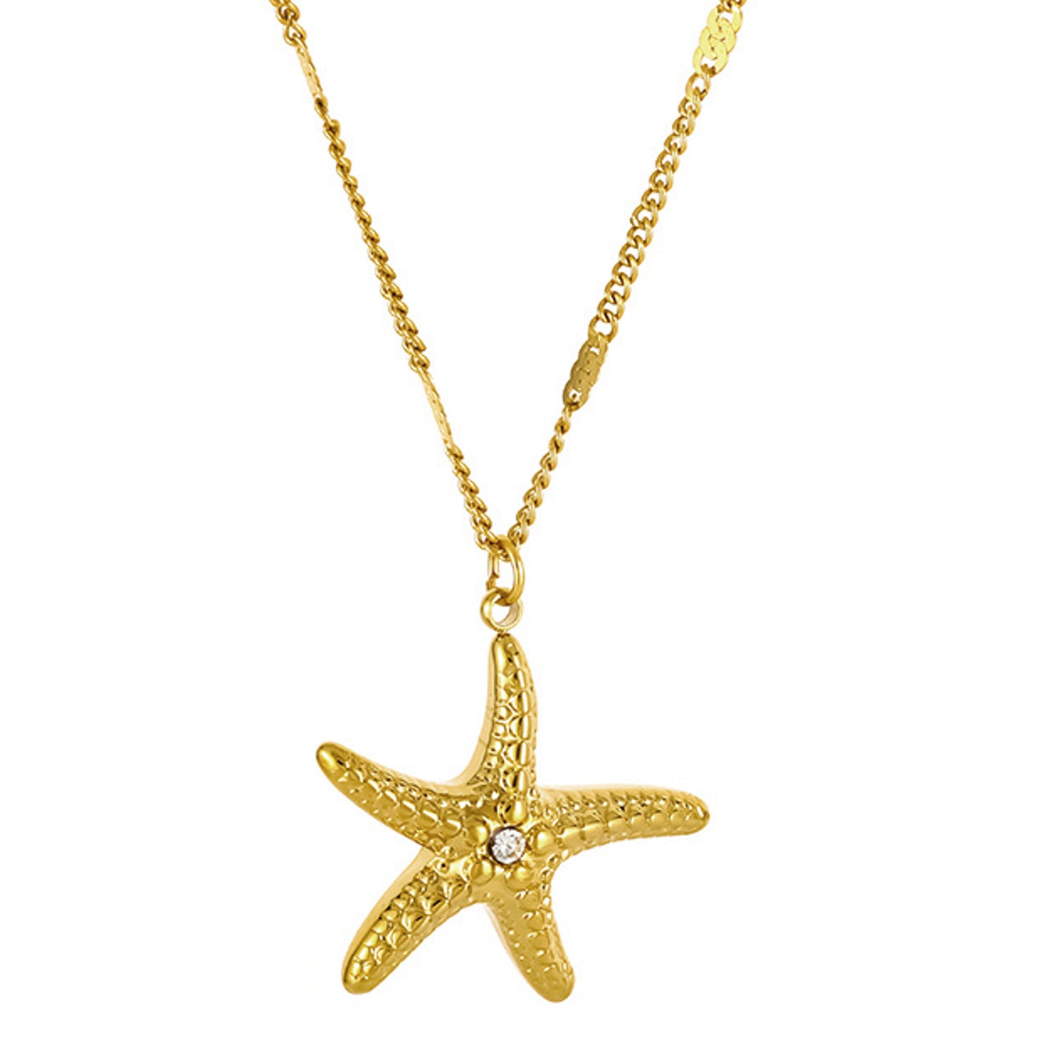 Halskette Seestern Damen Gold modern 40 cm Edelstahl vergoldet wasserfest hypoallergen rostfrei Karma