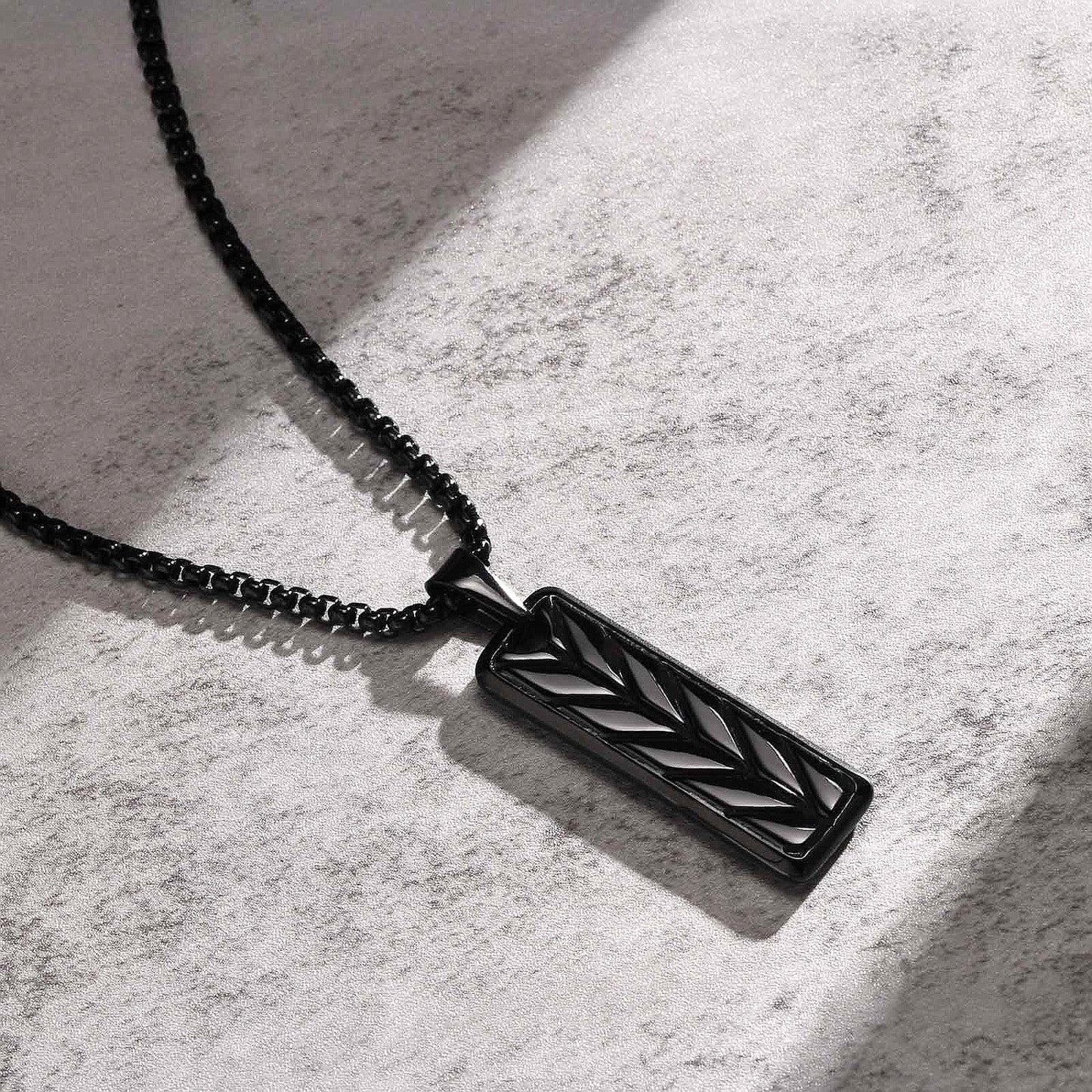 Herrenkette Edelstahl schwarz mit Anhänger KARMA