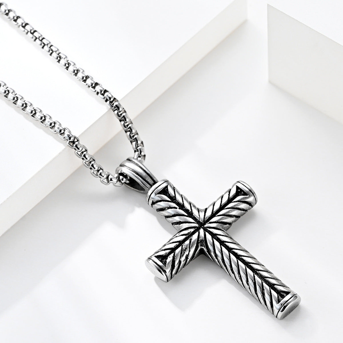 Edelstahl Halskette Herren Kreuz KARMA