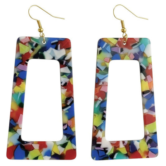 XL Damenohrringe Bunt modern 6 cm Acryl Statementohrringe Karma