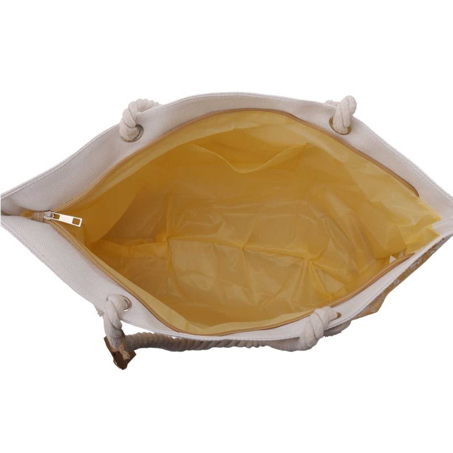 Strandtasche Schildkröte Creme Gold 54 cm modern Pooltasche Shopper Sommertasche Karma