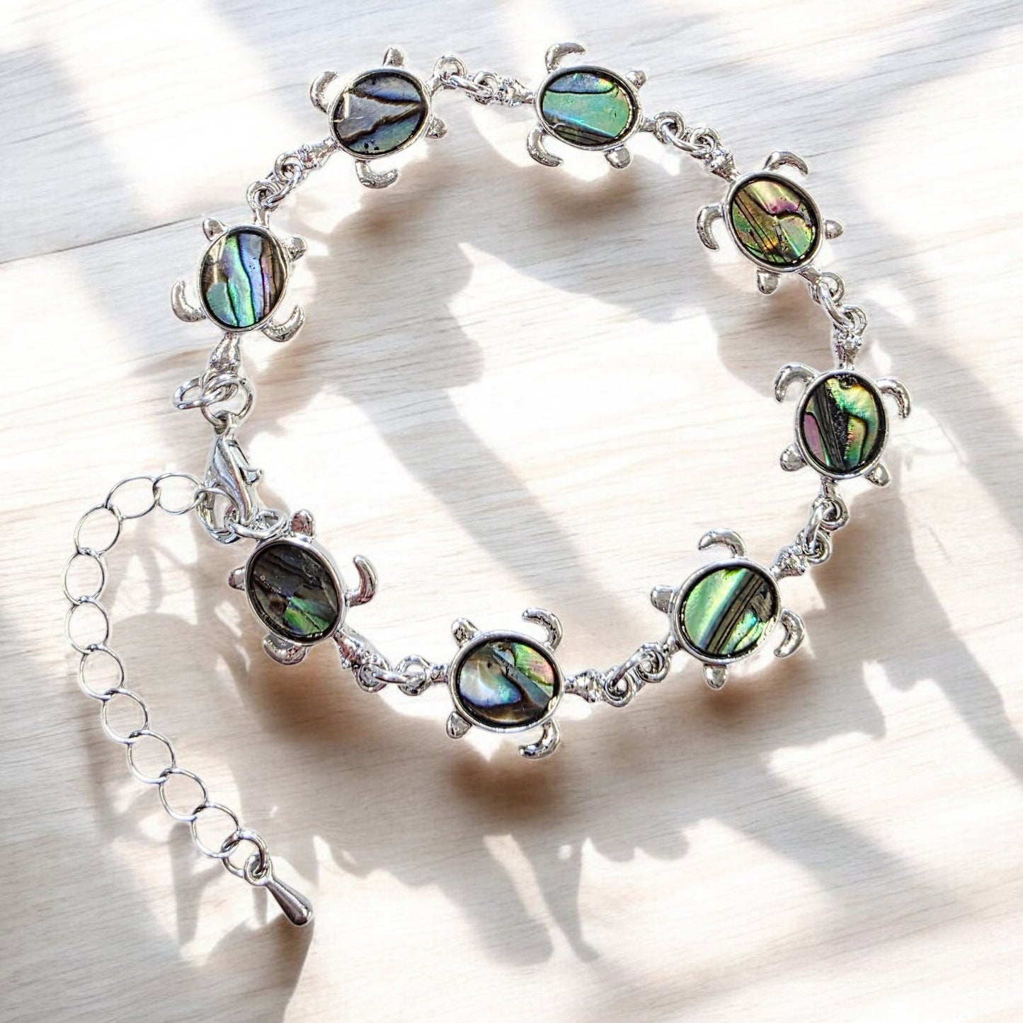 Armband Schildkröte Silber Abalone Muscheln Karma