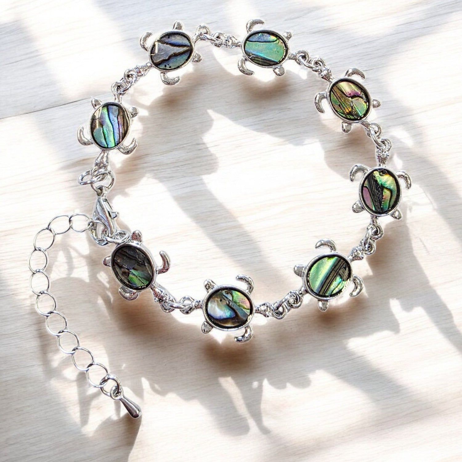 Armband Schildkröte Silber Abalone Muscheln Karma