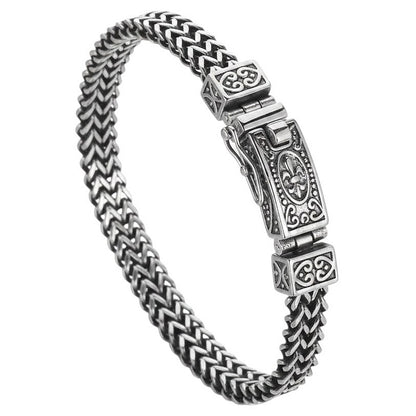 Armband Herren Vintage Silber 22 cm Edelstahl wasserfest hypoallergen rostfrei Karma