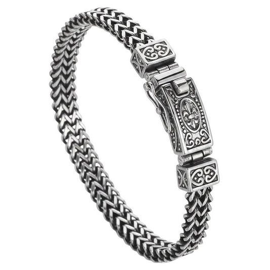 Armband Herren Vintage Silber 22 cm Edelstahl wasserfest hypoallergen rostfrei Karma
