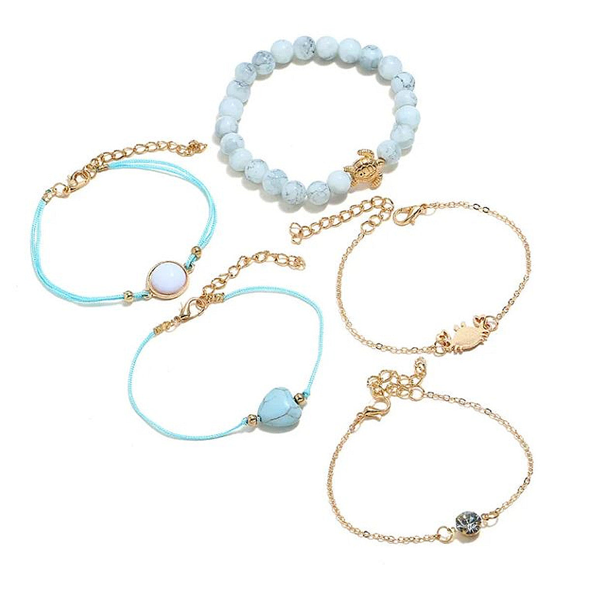 5teiliges Armbandset Blau Gold KARMA