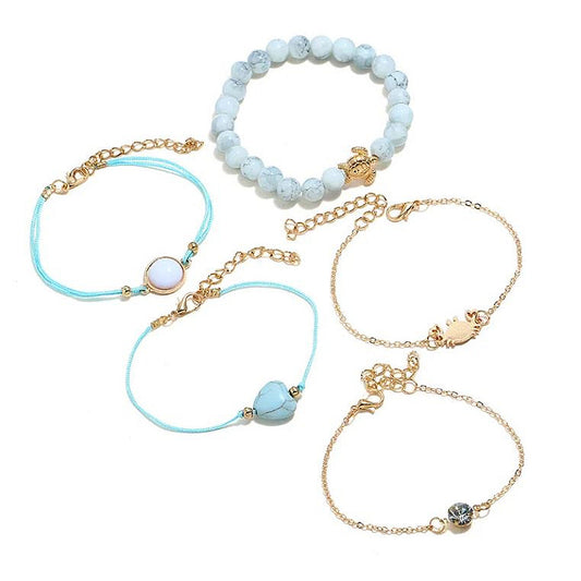 5teiliges Armbandset Blau Gold KARMA