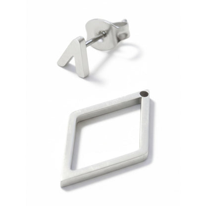 Ohrstecker Cut Out Silber Raute Edelstahl wasserfest hypoallergen Karma