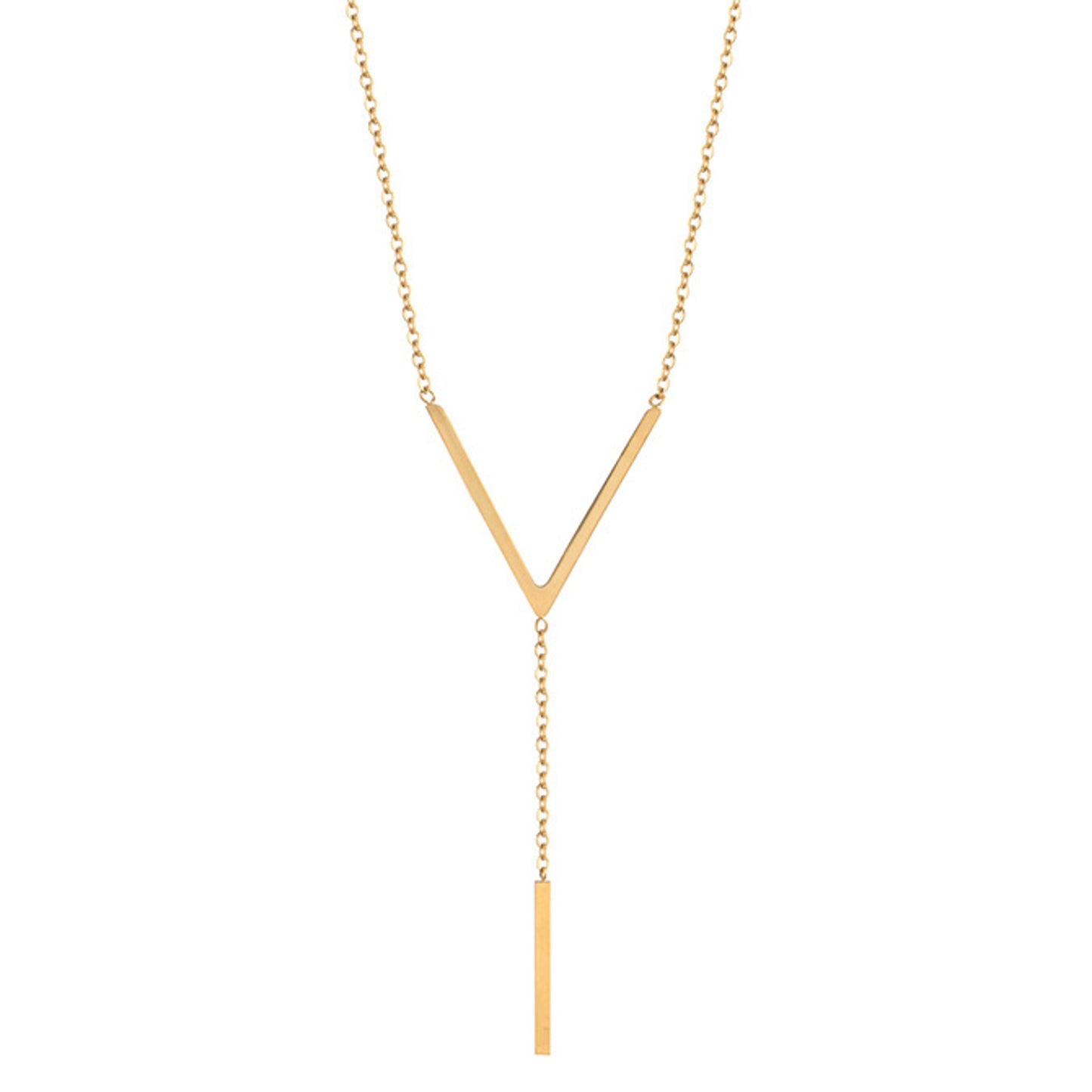 Y-Kette Edelstahl Gold Damen Halskette modern wasserfest hypoallergen