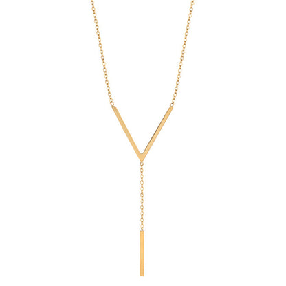 Y-Kette Edelstahl Gold Damen Halskette modern wasserfest hypoallergen