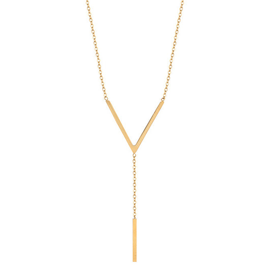 Y-Kette Edelstahl Gold Damen Halskette modern wasserfest hypoallergen