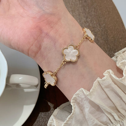 Armband Blume Gold Weiß 17 cm Damenarmband Blumenarmband Karma