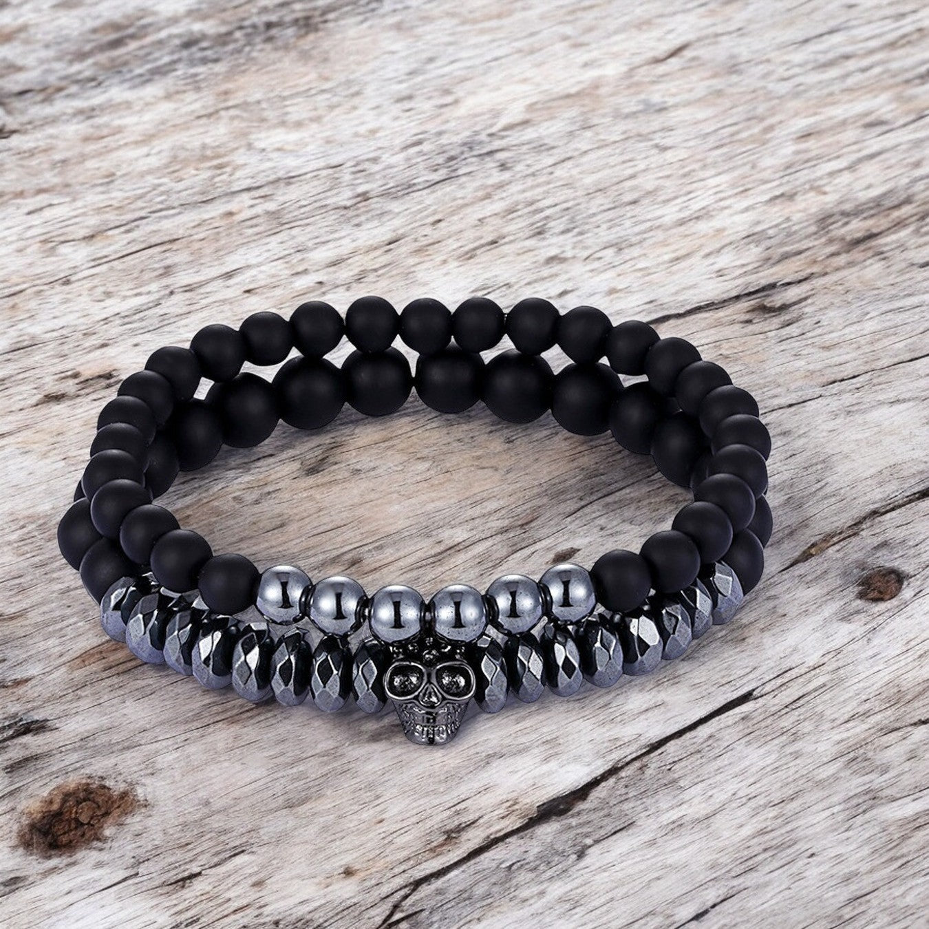 Armband Set Schwarz Glas Metall KARMA