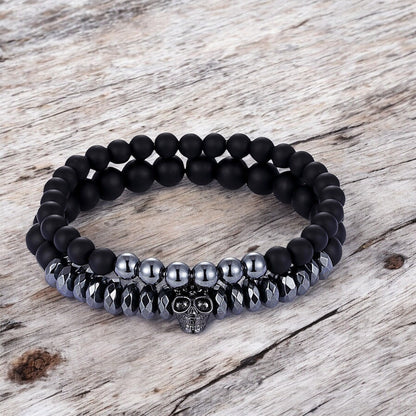 Armband Set Schwarz Glas Metall KARMA