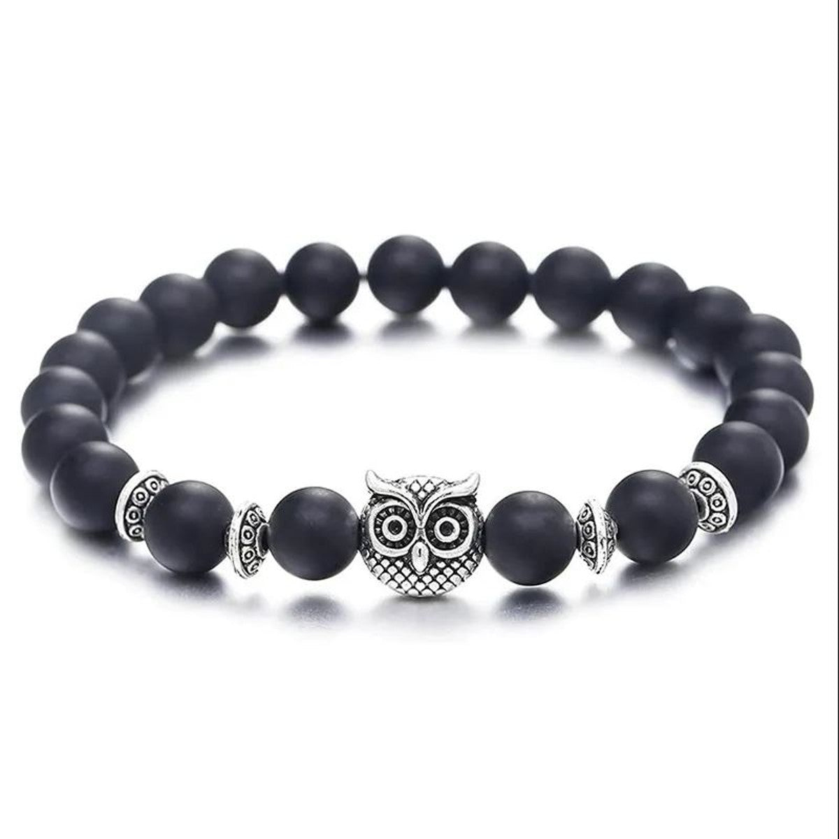 Perlenarmband Eule Natursteine KARMA