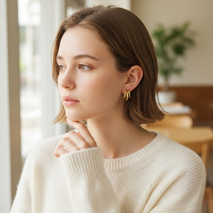 Creolen Oval Gold Edelstahl vergoldet Damenohrringe Ohrringe Damen KARMA