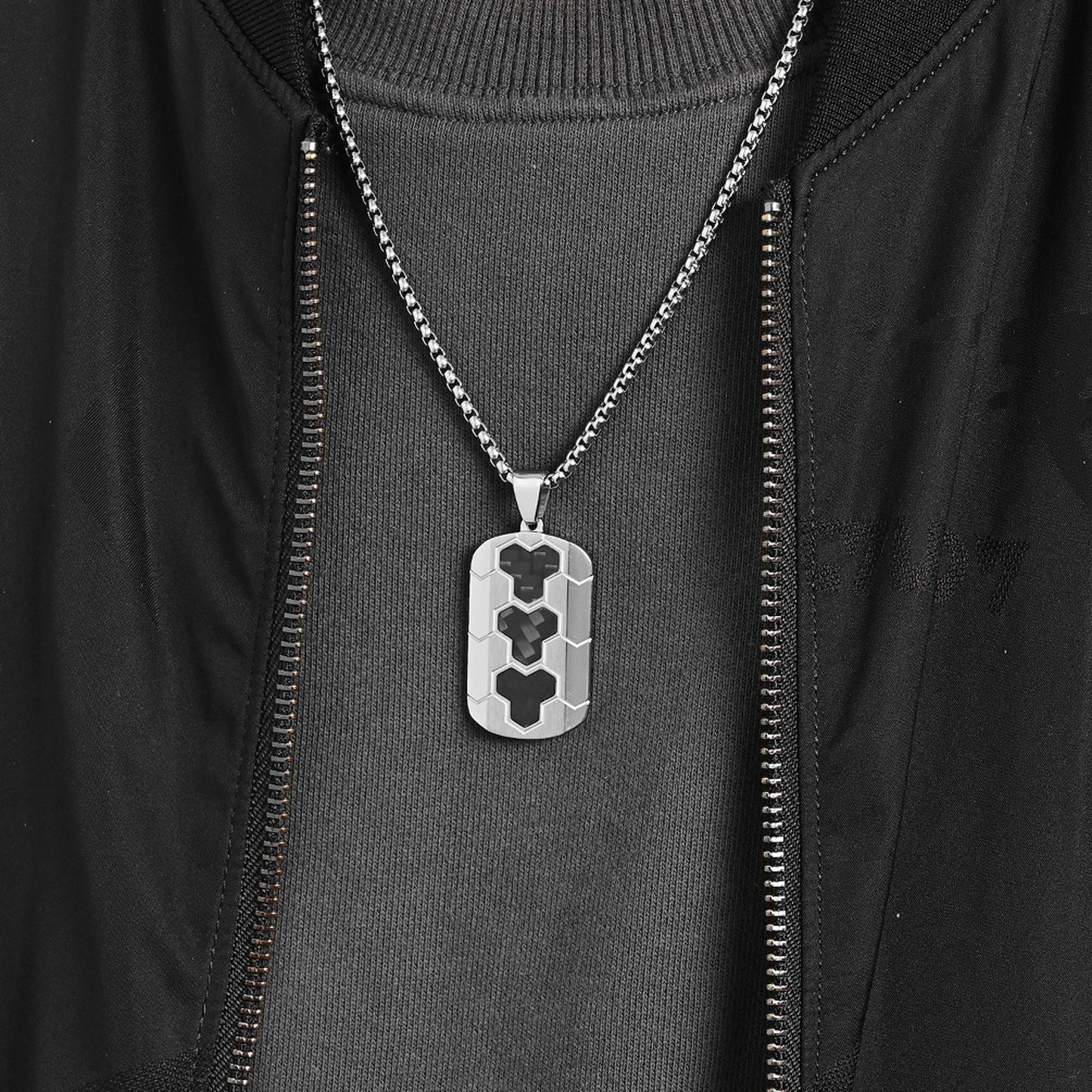 Halskette Edelstahl 60 cm Schwarz Herren Edelstahlkette wasserfest hypoallergen Karma