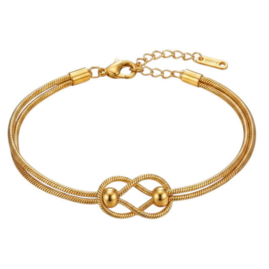Damen Armband Knoten Gold Edelstahl vergoldet PVD beschichtet wasserfest hypoallergen rostfrei Karma