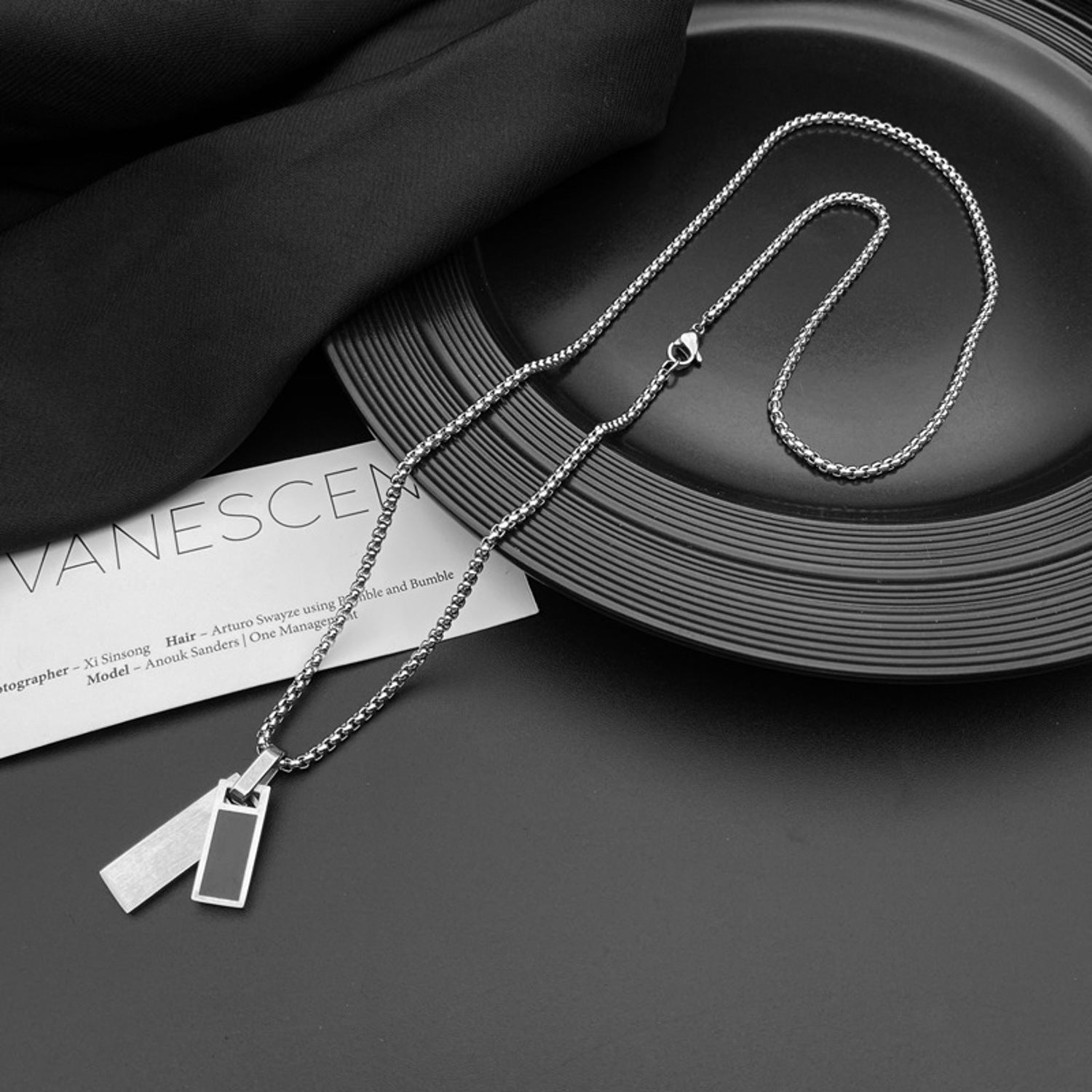 Halskette Dogtag Silber Edelstahl 60 cm Herren Kette modern wasserfest hypoallergen rostfrei Karma