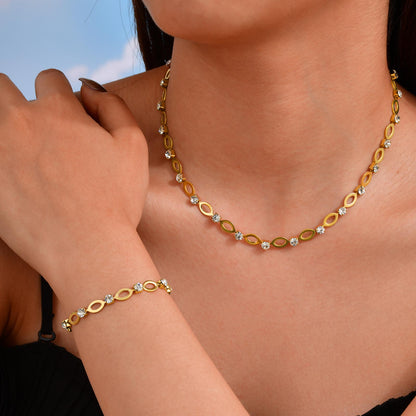 Schmuckset für Damen Gold mit Zirkonen KARMA